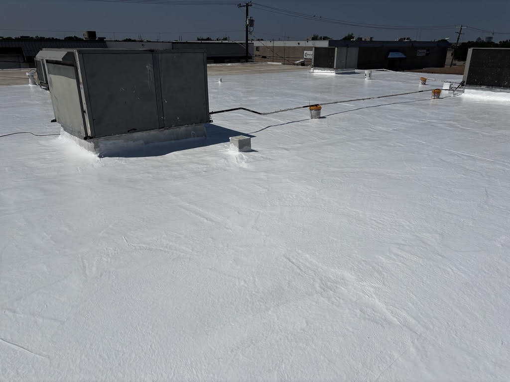 Roof, recently coated